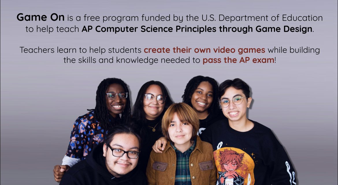 Interested in teaching #APCSP through Game Design—and with the power of @UnityGames? Look into the Game On program at @UrbanArtsOrg! New school partners are now being accepted. For more information visit tinyurl.com/AboutGameOn!