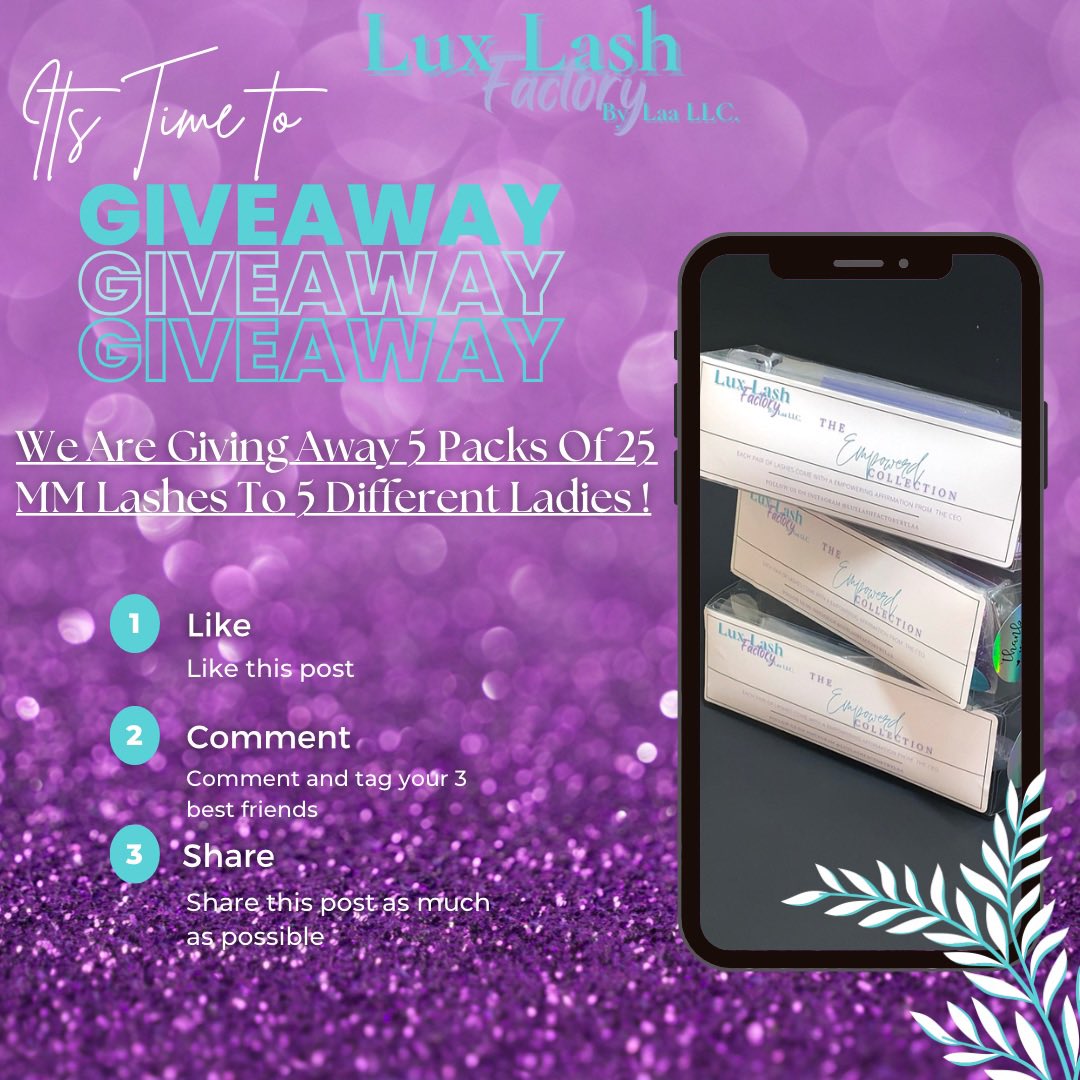 LuxLashFactory's tweet photo. GIVEAWAY TIME!

We're Giving Away 5 Pack Of 25mm Lashes ! ✨

LIKE THIS POST ! 

Follow @luxlashfactorybylaa on Instagram and
Facebook

* Tag 3 friends under the GIVEAWAY POST * 

#stlstriplashes #NYstriplashes #chicagostriplashes #lasvegaslashtech https://t.co/11PnRTooPY