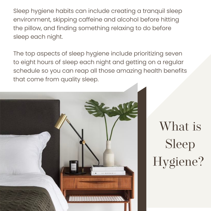 Saatva's tweet photo. #SleepHygiene is generally defined as behaviors you can practice on a regular basis that promote healthy #sleep. It's important if you’re aiming for the best sleep possible. #SleepMonth #SleepHealth https://t.co/lJOHVBIA8a