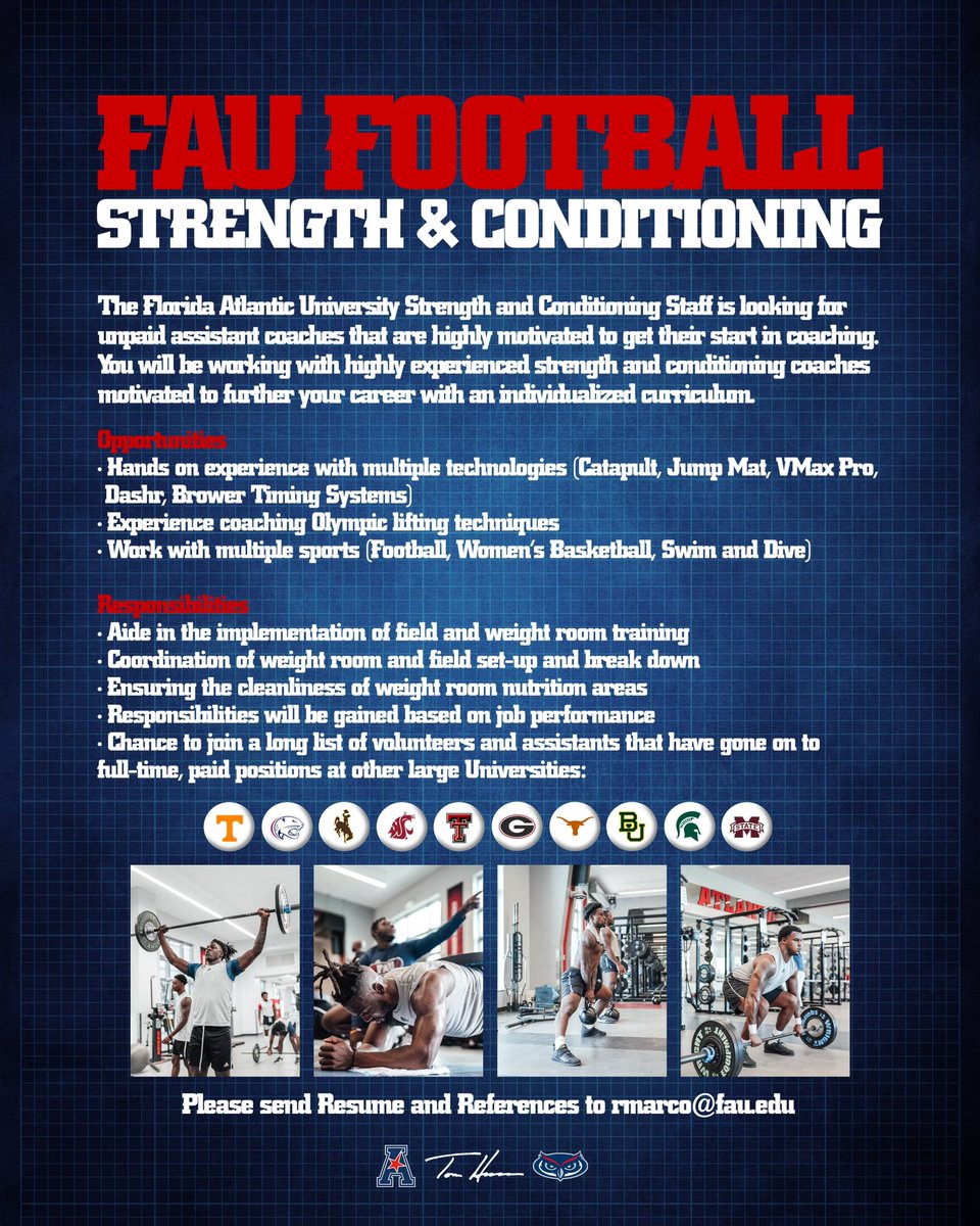 Summer internship available 
We develop coaches that get jobs, period. Learn, grow, and be part of a highly competitive culture. 
#strengthandconditioning