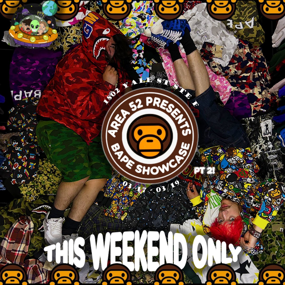 Area52htx's tweet photo. BAPE SHOWCASE WEEKEND PT2 

THIS WEEKEND! 03/17 - 03/19 https://t.co/WMT6PxNtNv