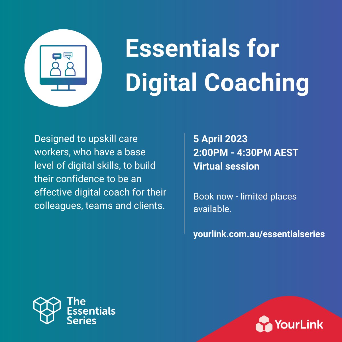 YourLinkAU's tweet photo. Essentials for Digital Coaching Course - Apr 5th 2023. Care workers are often asked to support peers &amp; clients with new apps. This course is designed to upskill people, who have a base level of digital skills, to be an effective digital coach. Bookings: https://t.co/o9ftMMUSrk https://t.co/7d3xXU0sJr