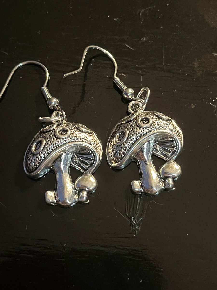 Mushroom earrings now available at CreationByKira on Etsy #mushrooms #earrings #mushroomearrings