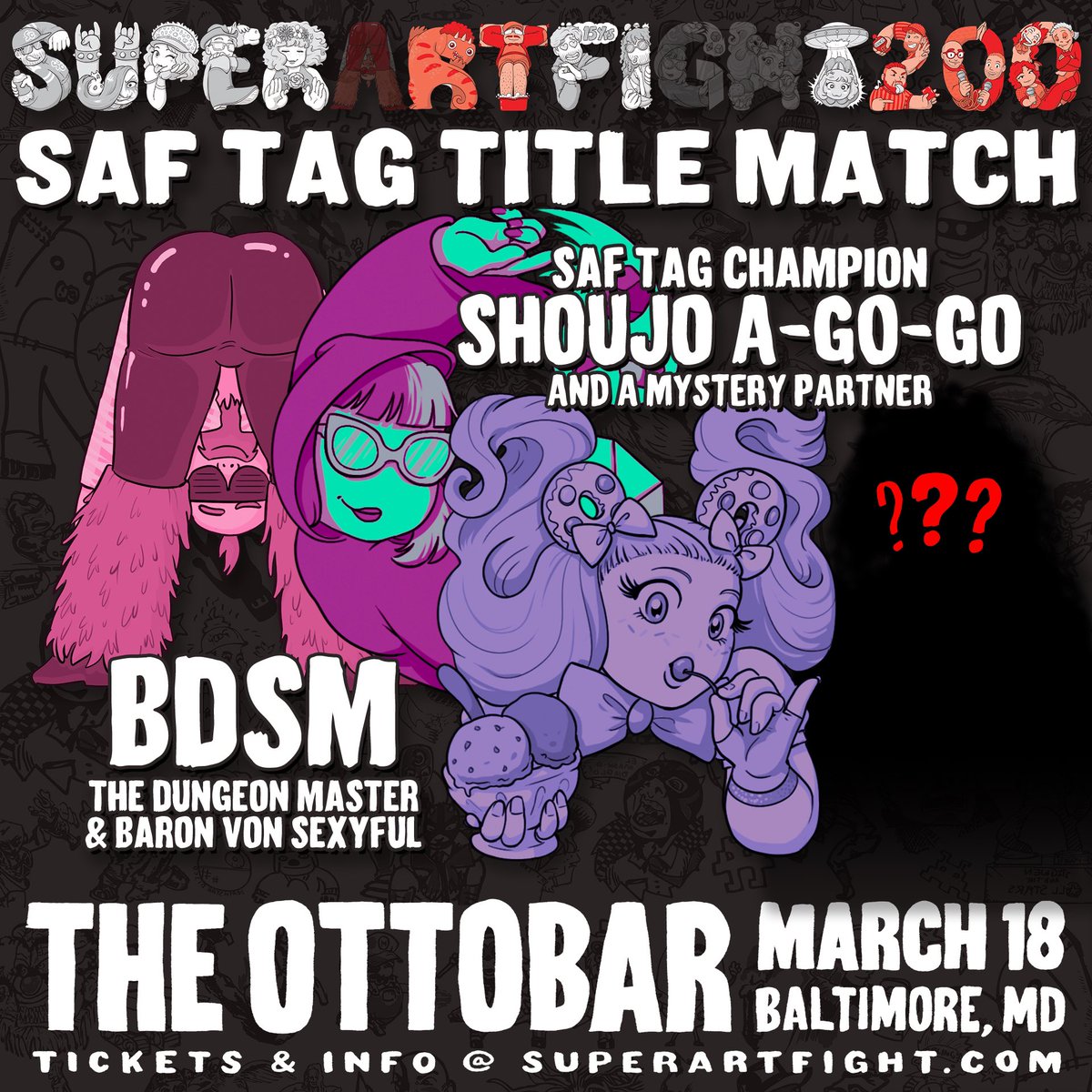 SuperArtFight's tweet photo. SHOW UPDATE FOR SATURDAY!

We hope to see all of you at the Ottobar this Saturday.

Join us this Saturday 🎉

Details &amp; tickets information: https://t.co/z91T4J7Yno 

#superartfight #saf200 #theottobar #baltimore #maryland #update #art #improv #draw #wheelofdeath #anniversary https://t.co/rhflmn8e0x