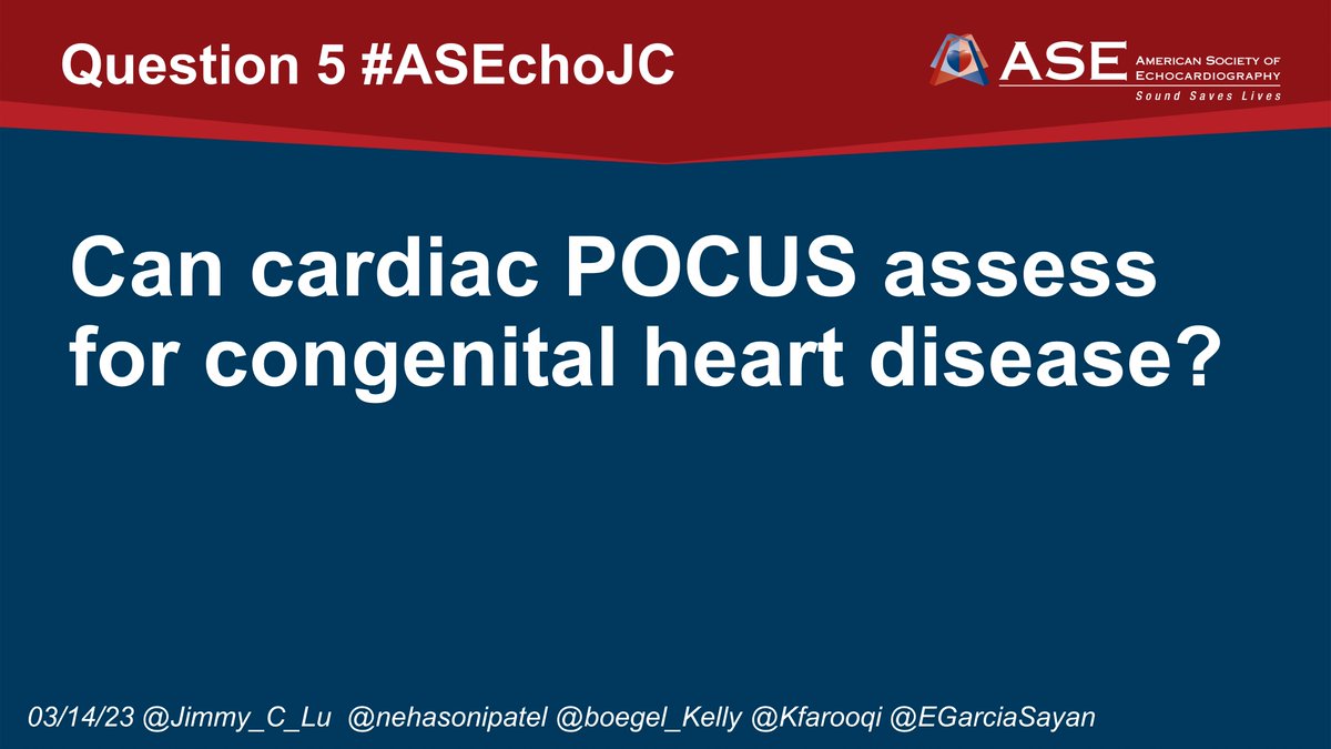 EGarciaSayan's tweet photo. 💥Question  5 #ASEchoJC❓

Can cardiac POCUS assess for congenital heart disease?

@ASE360 @Jimmy_C_Lu @nehasonipatel @Kfarooqi @boegel_kelly https://t.co/0up9PfCXs2