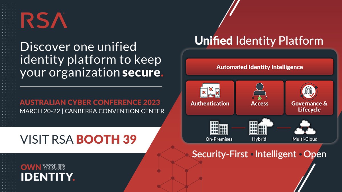 🚨NEXT WEEK: Join <a href="/RSAsecurity/">RSA</a> and <a href="/AISA_National/">AISA National</a> for #Cyberconcanberra!!!

Make sure to visit Booth 39, where we'll be: 
🔑  Demo'ing the DS100
👥 Showcasing our #Governance &amp; #Lifecycle solution
👍 And a lot more 

Preview the DS100 ⬇️
rsa.com/resources/data… #Cybercrime #AISA