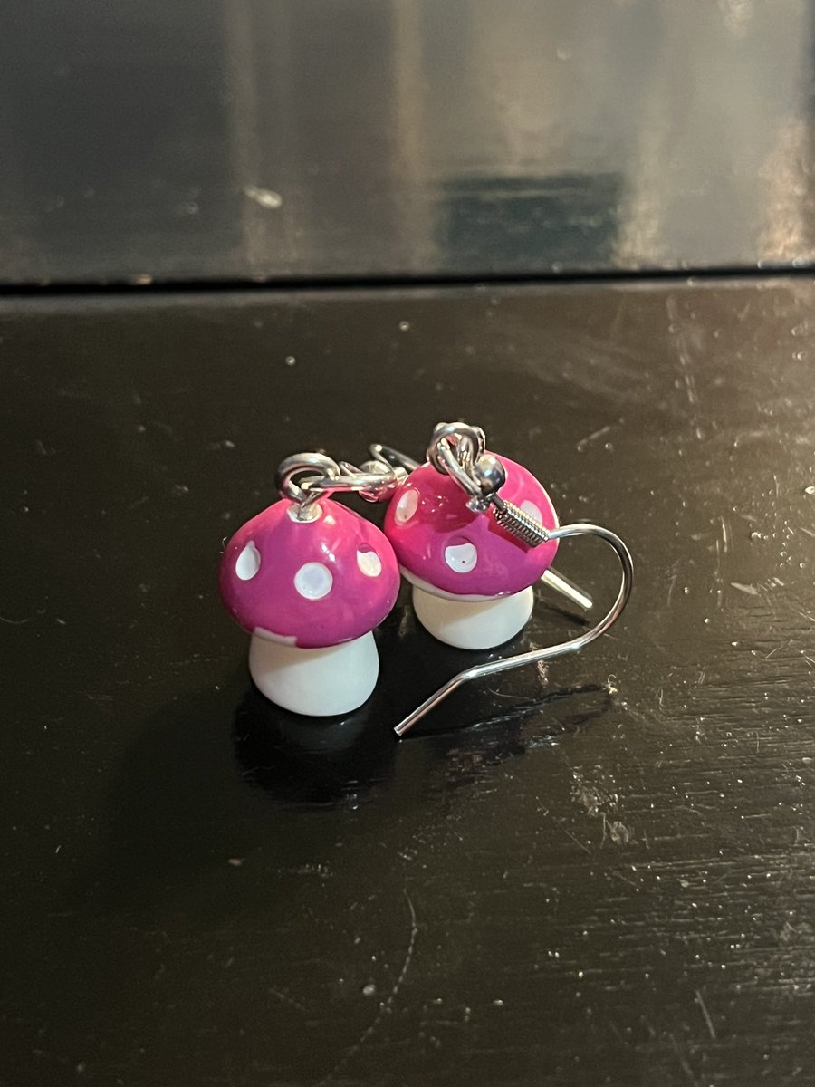 Mushroom earrings for sale at CreationByKira on Etsy #earrings #mushrooms #mushroomearrings