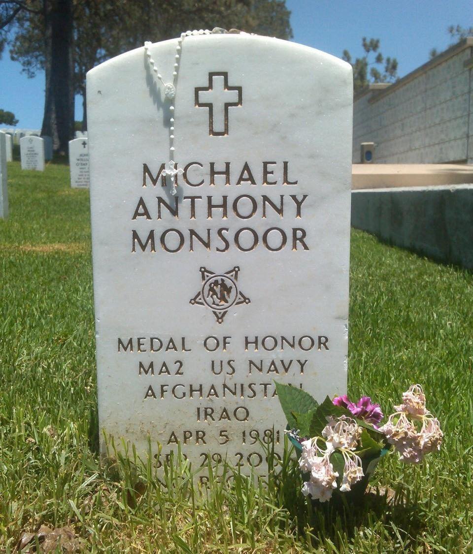 Petty Officer Michael A. Monsoor, United States Navy, distinguished himself through conspicuous gallantry and intrepidity at the risk of his life above and beyond the call of duty as a Combat Advisor and Automatic Weapons Gunner for...
1/