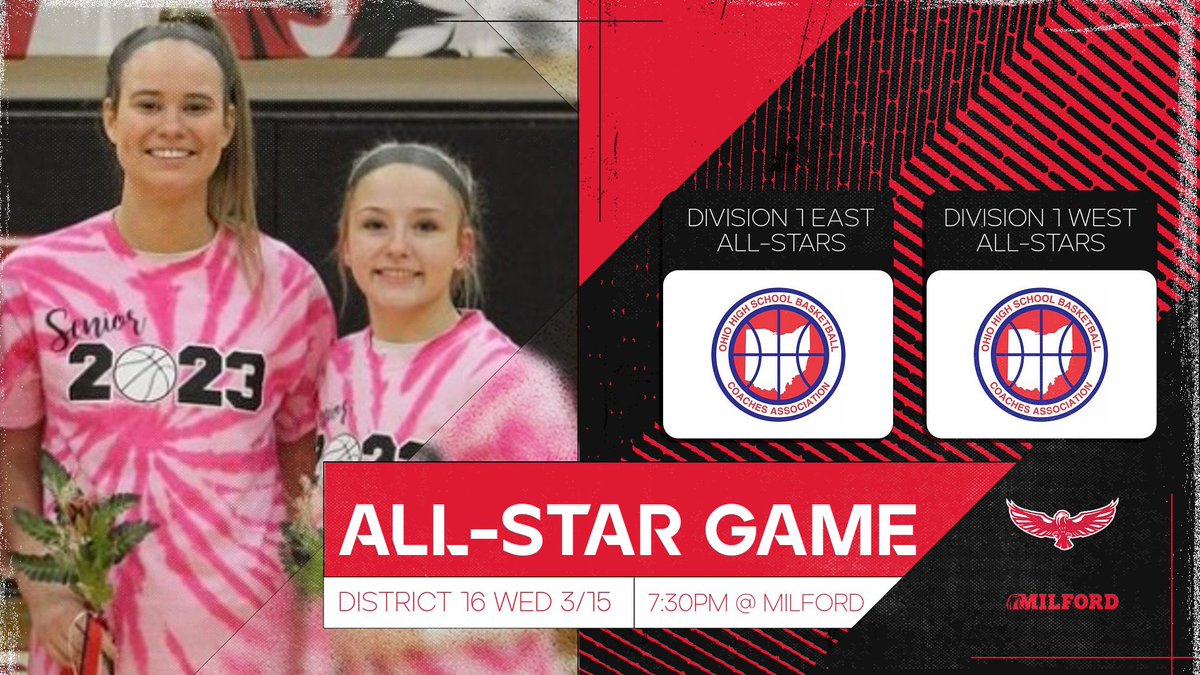 They thought they played their last home 🏀game at MHS but not so fast my friend!! Seniors <a href="/miahotoole/">miahotoole</a> &amp; <a href="/katietatum1523/">katie tatum</a> get a cameo on their home court as Milford hosts the D2-D4 &amp; D1 East/West All-Star Games on Eagles 🦅 Way! Come out &amp; support these amazing seniors!

<a href="/GirlsBkb/">MilfordEaglesGirlsBKB</a>