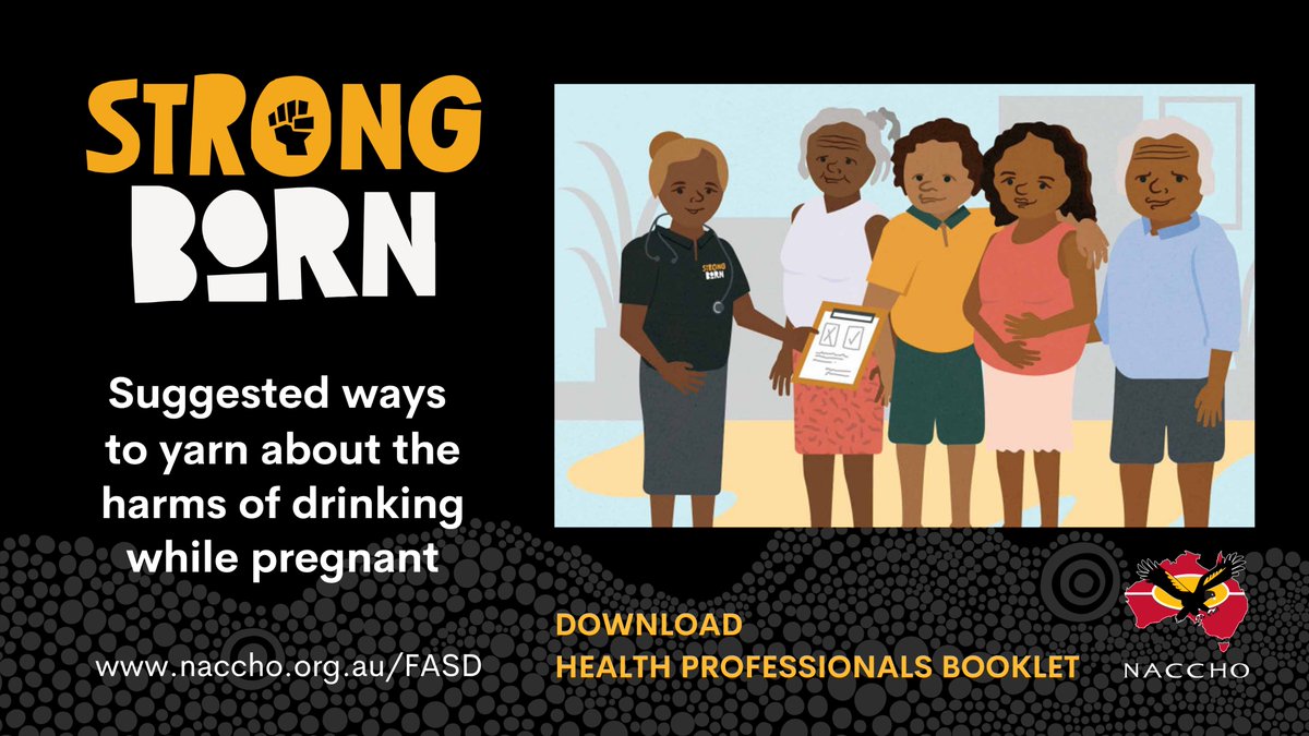 It can be hard to talk about harms of drinking while pregnant, it’s a difficult and complex topic. For ideas about how to start and continue a yarn, take a look at: bit.ly/3yGB87o 

#strongborn #fasdawareness #AlcoholHarms #pregnancy #AboriginalHealthInAboriginalHands