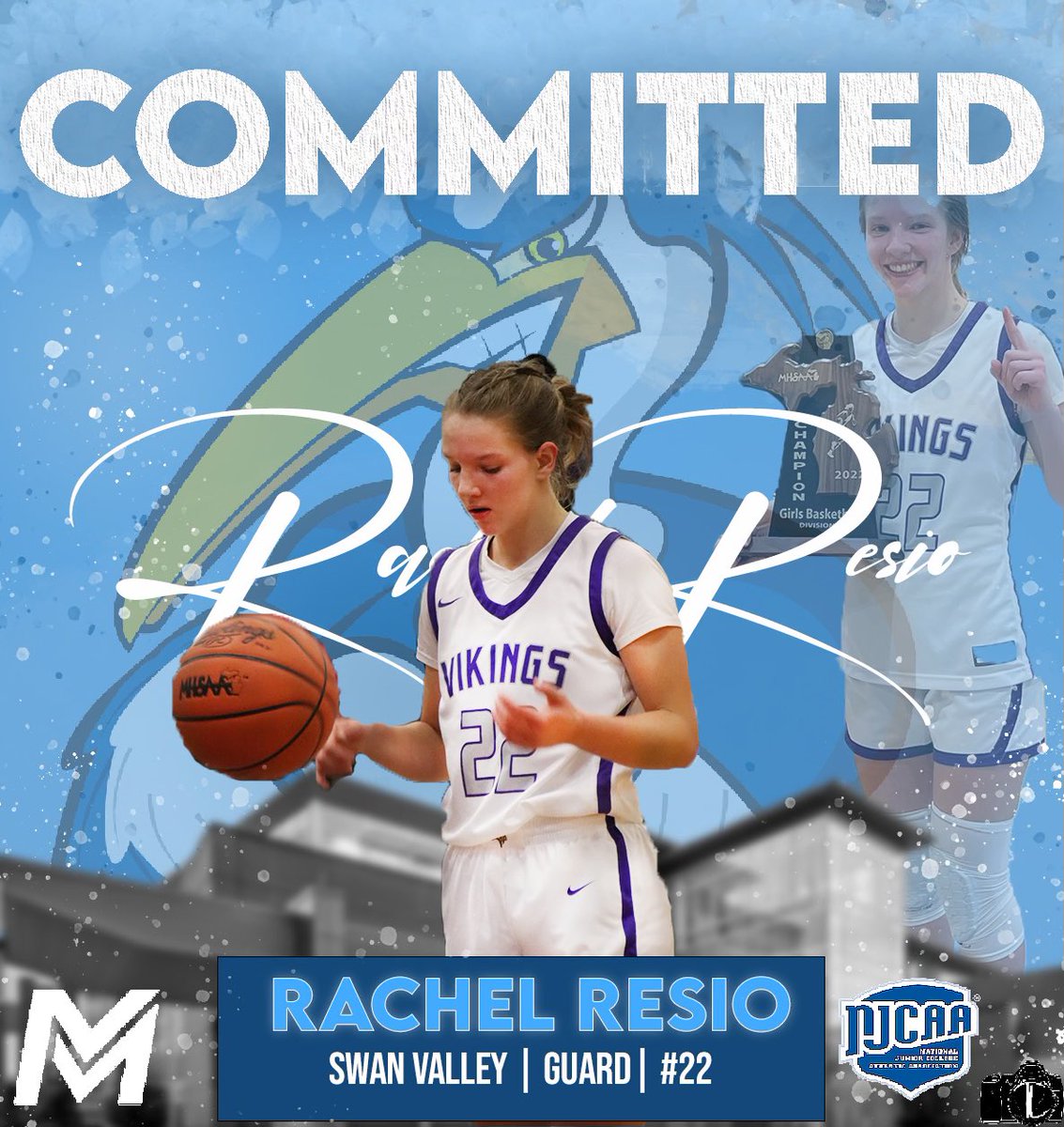 RachelResio's tweet photo. It’s official, I’m a Laker! Thanks to everyone who has supported me and helped me with my journey. I can’t wait to pursue my dream. @MidMichWbb @REALbasketball_ @lancemaney1 https://t.co/W62mwWt9Fc