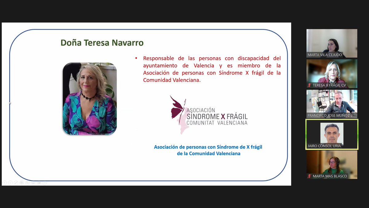 XFragil_CV's tweet photo. @TeresaNF1 , miembro de nuestra Junta Directiva, participó como ponente en el Foro #DiscapacidadIntelectual organizado por @FQuaes y @UPFBarcelona junto con tres investigadores, donde se habló #SíndromeXFrágil @AndresOzaita @FEDER_ONG @PlenaCV @CERMICV #xfragilcv #xfragil https://t.co/YLnb1gIXCj