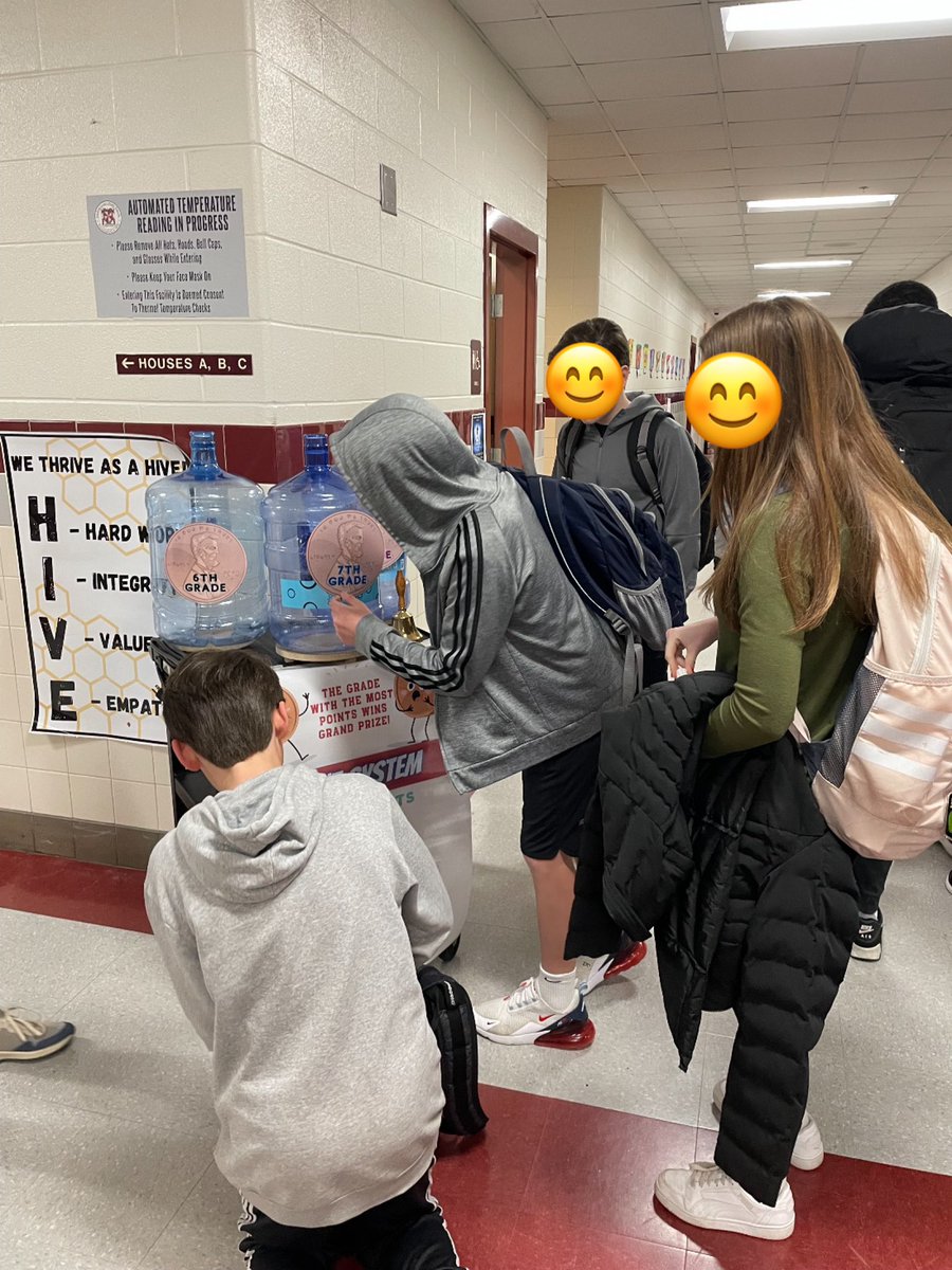 SCounselorBrown's tweet photo. Great start to #wellnessweek2023 @HarmonyMiddle with Strings sharing their music with us and kick off of Penny Wars!! 6th Grade has the lead!! https://t.co/JddwE5yhDZ