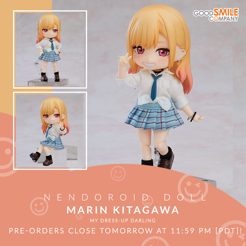 Take dress-up to the next level with Nendoroid Doll Marin Kitagawa from My Dress-Up Darling! She comes with fabric clothing, shoes and more! Preorders close tomorrow at 11:59PM PDT on the GOODSMILE ONLINE SHOP US! Preorder: s.goodsmile.link/d9p #goodsmile #MyDressUpDarling