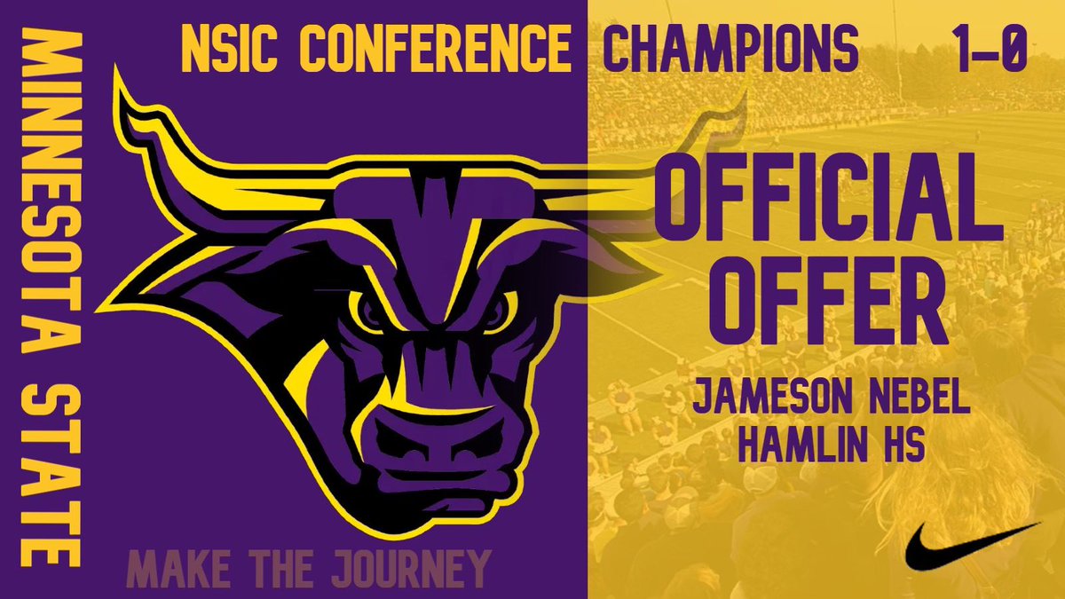 After a great talk with @CoachA_Schmidt I am so blessed to have received my second offer from @MinnStFootball! @CoachHevel50 @hoffner_todd #RollHerd #HornsUp #MakeTheJourney