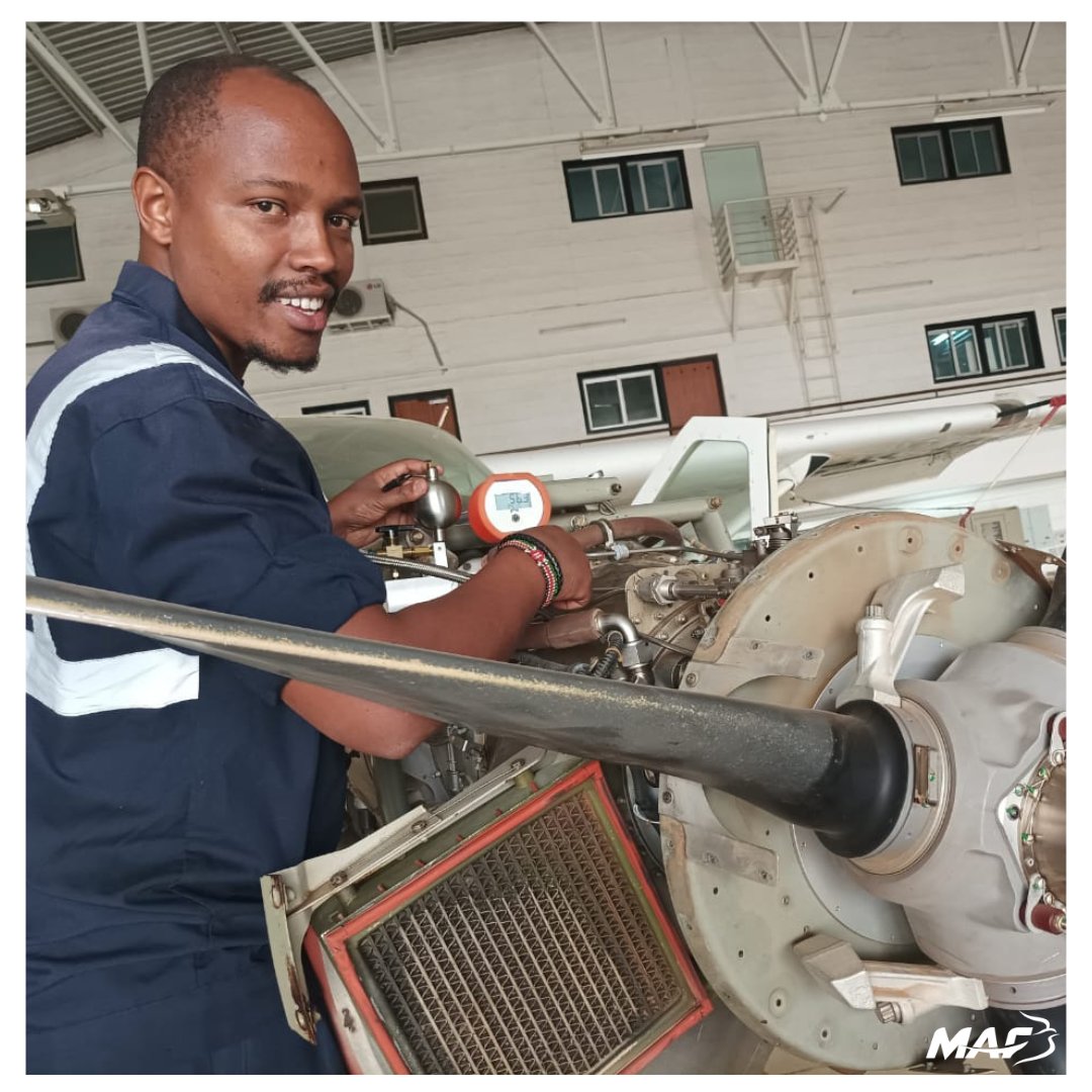 𝗪𝗵𝗲𝗿𝗲 𝗪𝗲 𝗦𝗲𝗿𝘃𝗲: 𝗞𝗲𝗻𝘆𝗮 This is MAF Kenya engineer (Airframes and Engines) Naphtali Njuguna carrying out Torque Calibration during a Hot Section Inspection. The Torque calibration helps the pilots to have accurate engine power settings during all phases of flying.