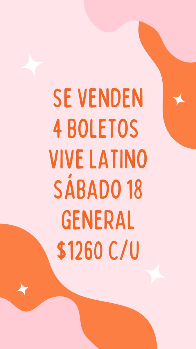 HeatherLinettee's tweet photo. Vendo 4 boletos Vive Latino sábado general, $1260.
@Vendo_Boletos @Boletos_reventa @SobranBoletos https://t.co/Ig5HuC00Z3