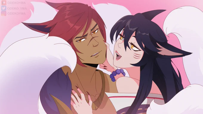 Ahri's Charm#Ahri #Sett #Yasuo #Rakan #Xayah #LeagueOfLegends #LeagueOfLegendsFanArt #ArtofLegends 