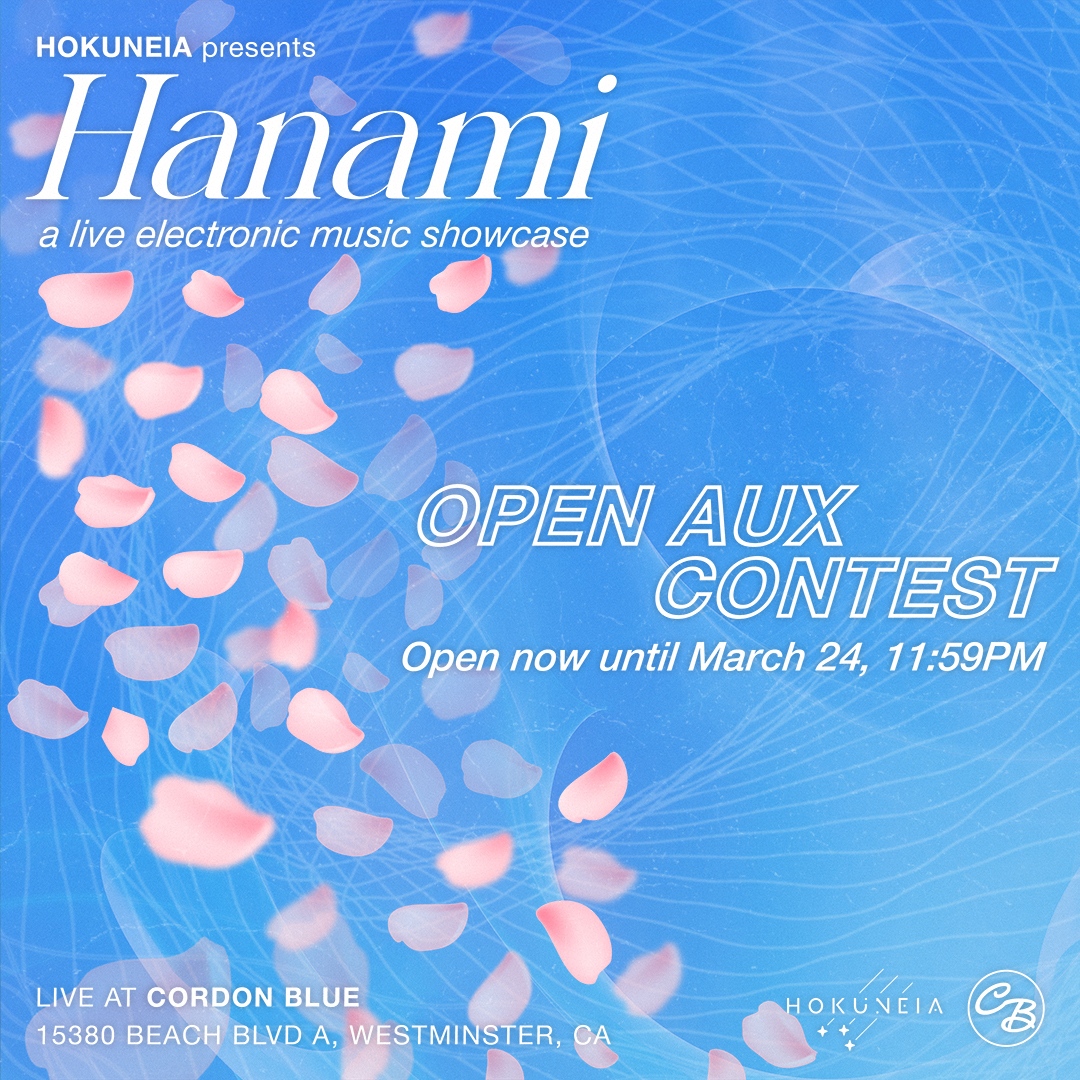 🌸HANAMI OPEN AUX! We are looking for a talented local artist to help us kick off our FREE live event on MARCH 31st in ORANGE COUNTY, CA at CORDON BLUE (@cordonbluelounge)!  If you think you could be the one, we've got an OPEN AUX CONTEST for you 👀!  ⚠️OPEN AUX RULES IN BIO⚠️⁠