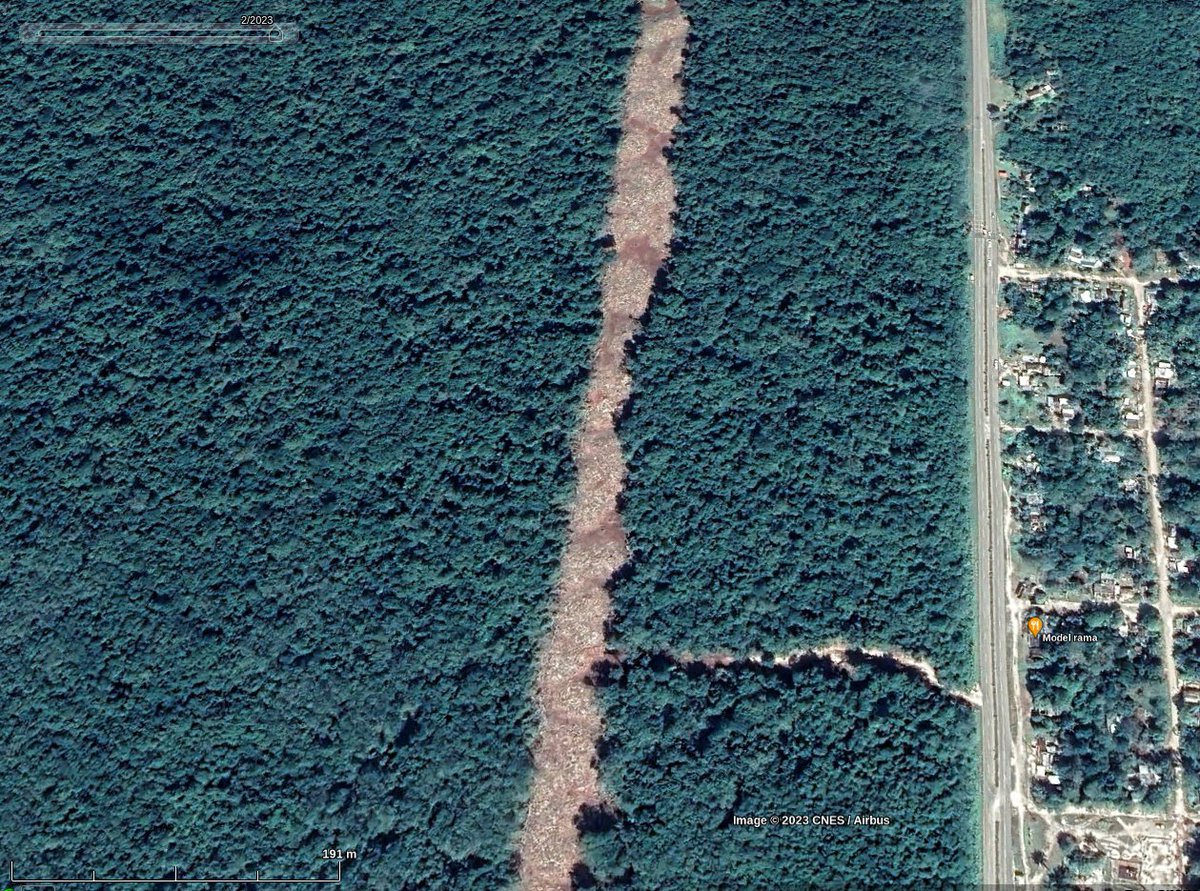 caniculari's tweet photo. Ya empieza a aparecer la cicatriz de "No se talará ni un solo árbol" en algunas fotos de Google Earth / maps.

https://t.co/CQaWxtCijw https://t.co/CPo4HW2W6b