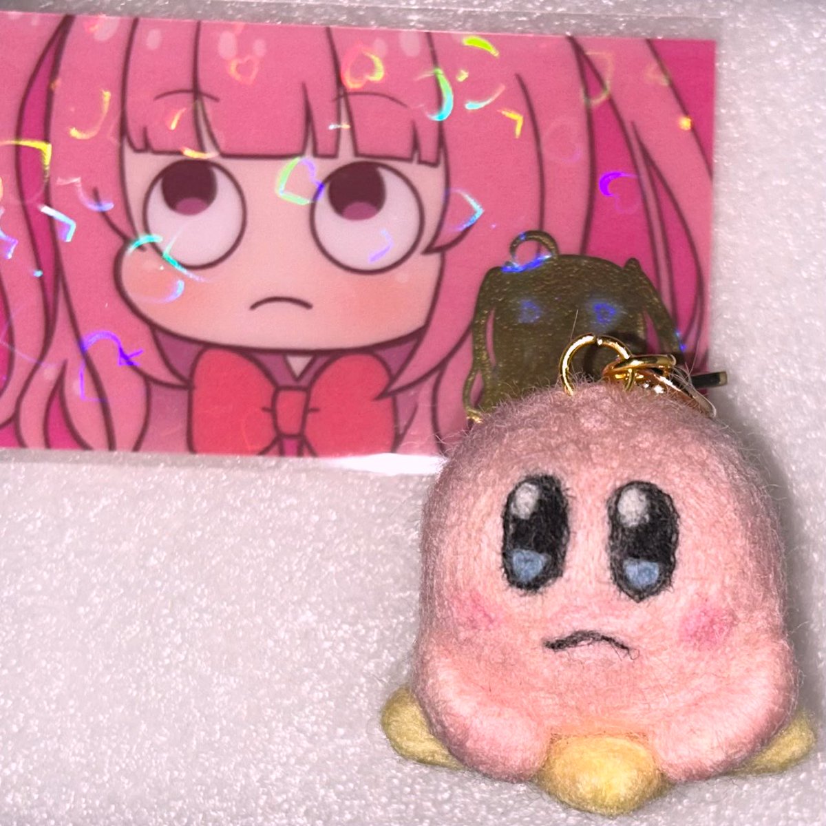 Re_Aima's tweet photo. すっとぼけピンクの悪魔キーホルダーを羊毛フェルトで作りました！
夏はピンクの部屋のセミに挑戦しようと思います🙄
 #ひよりーみんぐ https://t.co/WMfvYJ8fGV