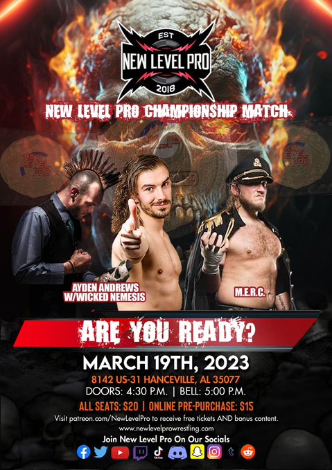 NewLevelPro1's tweet photo. Ayden Andrews is set to defend the NLP Championship against MERC!
This will be the first meeting of these men and is sure to be an incredible match.
Will Andrews retain the championship, or will MERC take out the competition on his road to gold?
#AreYouReady #NewLevelPro #NLP https://t.co/E0mxSrX3CX