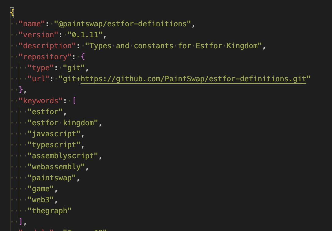 0xDoubleSharp's tweet photo. Hey #Fantom 👻 devs, check this out - a module for using ⚔️ @EstforKingdom constants and types in #JavaScript, #TypeScript, *and* #AssemblyScript. That means easy integrations to @reactjs, @nodejs, the @graphprotocol indexing, and more! 

#web3 #nft #game

https://t.co/3tTcxi3x5X https://t.co/Vd944FmBjA