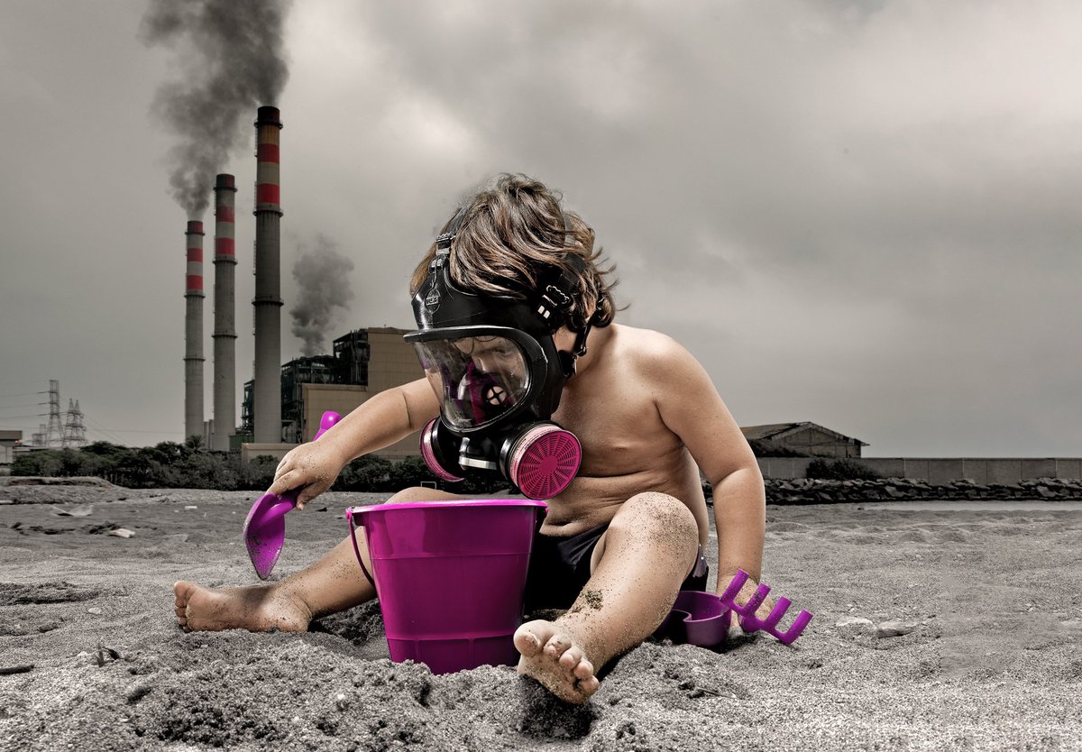 #Playing on the #beach can be a little #tricky these days. From the series #KeepDreaming by @napolitanophoto who never stops #dreaming. #DougTruppe #ClaudioNapolitano #ChildrensCraftDay #NIPAW #NPPW #PreventPoison #portrait #conceptual #fineart #kids #gasmask