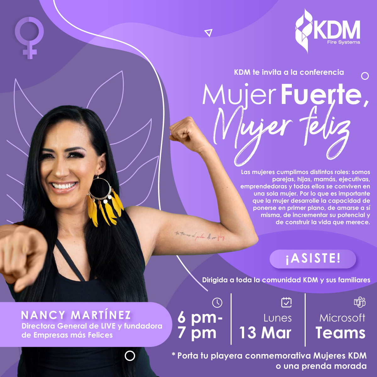 KdmOficial's tweet photo. Nancy Martínez, Fundadora y CEO de Live 13.5 y Empresas más Felices, nos compartió a través de la conferencia “Mujer Fuerte, Mujer Feliz” una serie de herramientas para apoyar el desarrollo de nuestras mujeres.
#MujeresKDM #8deMarzo #KDMFS #MujeresFuertes #InjodiblementeFeliz https://t.co/ss5QflY77t