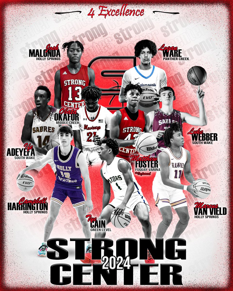 Announcing <a href="/StrongCenter24/">Strong Center 2024</a> Roster for this <a href="/Phenom_Hoops/">Phenom Hoop Report</a> season. Here are talented boys from the Cary/Holly Springs area out of the competitive #SWAC Conference ready to showcase together! <a href="/PChoopcoach/">Shawan Robinson</a> <a href="/MCHS_MBB/">MC Men’s Basketball</a> <a href="/HSHSMBB/">Holly Springs BBall</a> <a href="/G_L_MBASKETBALL/">Green Level Men's Basketball</a> <a href="/WakeHoops/">Wake Hoops</a> <a href="/StrongCenter4Ex/">The Strong Center (Official page)</a> <a href="/CooperOnPaper/">Cooper Hart</a>