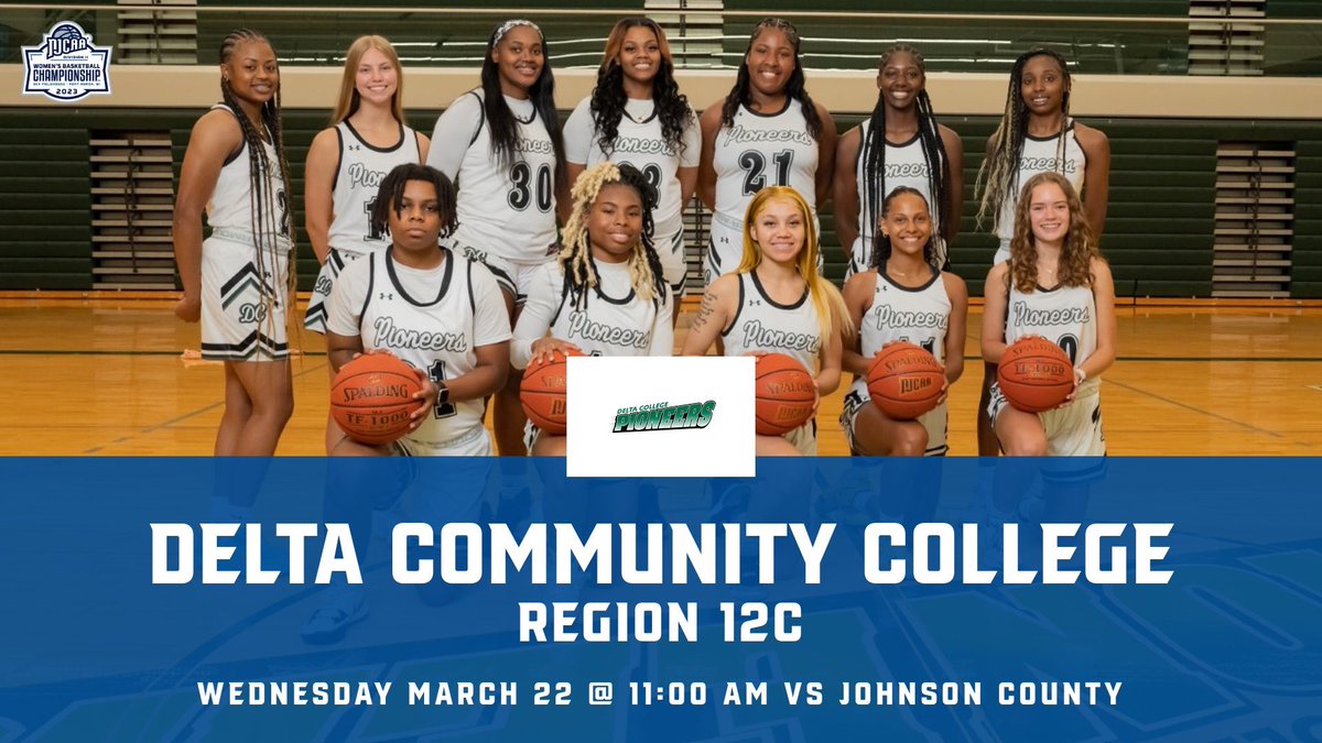 Introducing the No. 13 Seed in the NJCAA DII Women’s Basketball Championship

Delta Community College <a href="/DeltaCollege/">Delta College</a> <a href="/delta_pioneers/">Delta College Athletics</a>
Record: 20-11
Ranking: NR
Head Coach: Sabra Wimberley

Delta will play Johnson County on Wednesday March 22 at 11:00 AM ET at The SC4 Fieldhouse