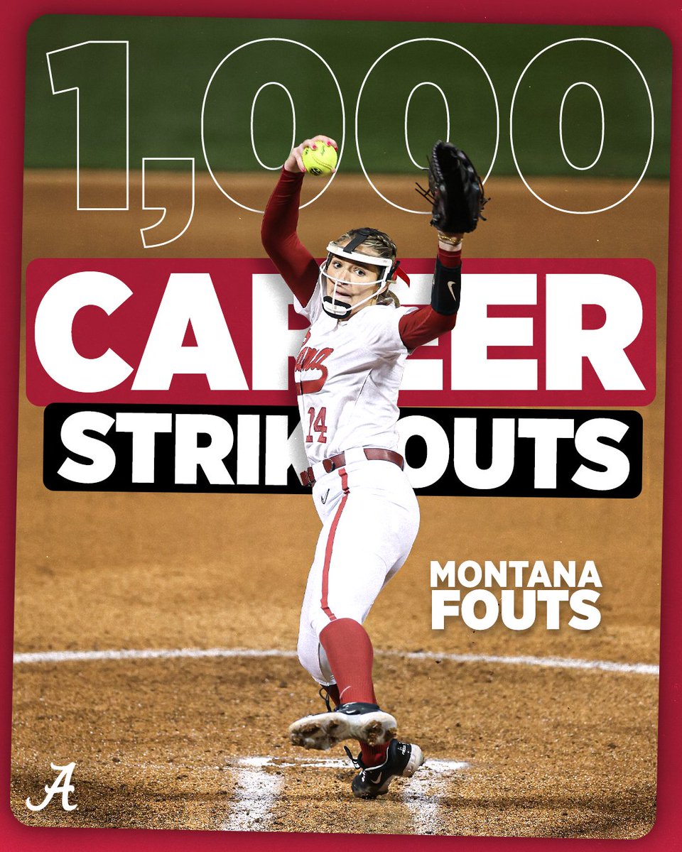 Montana Fouts becomes the fifth player in program history with 1,000 career strikeouts

#Team27 #RollTide