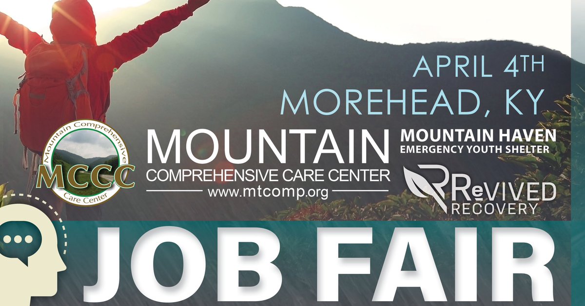 MOREHEAD: Are you searching for a rewarding career in behavioral health? Mountain Comprehensive Care Center, Revived Recovery, and Mountain Haven Emergency Youth Shelter are hosting a job fair on Tuesday, April 4th, 10am-3pm in Morehead.
 
Learn more: fb.me/e/JviGjqMZ