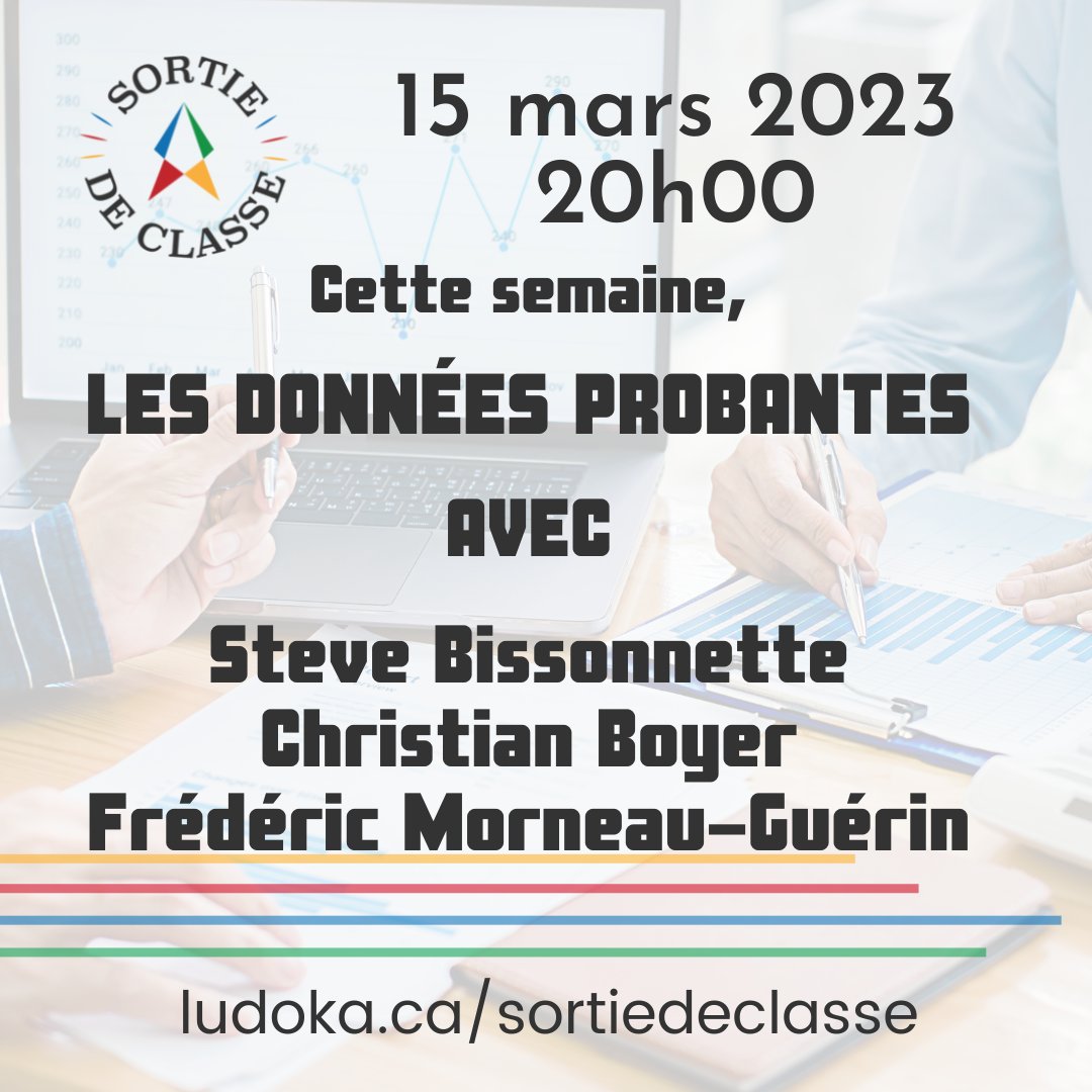 Pierre_leprof's tweet photo. Hey! Hey! Hey! #Sortiedeclasse est de retour. Ce mercredi, on parle des données probantes et de la place des débats en éducation au Qc.
Soyez avec nous, en direct, sur cette page Facebook : https://t.co/IZyMos5VYd
Je pense que vous devez être là!
Hâte de vous revoir! https://t.co/agsFqT5UT0