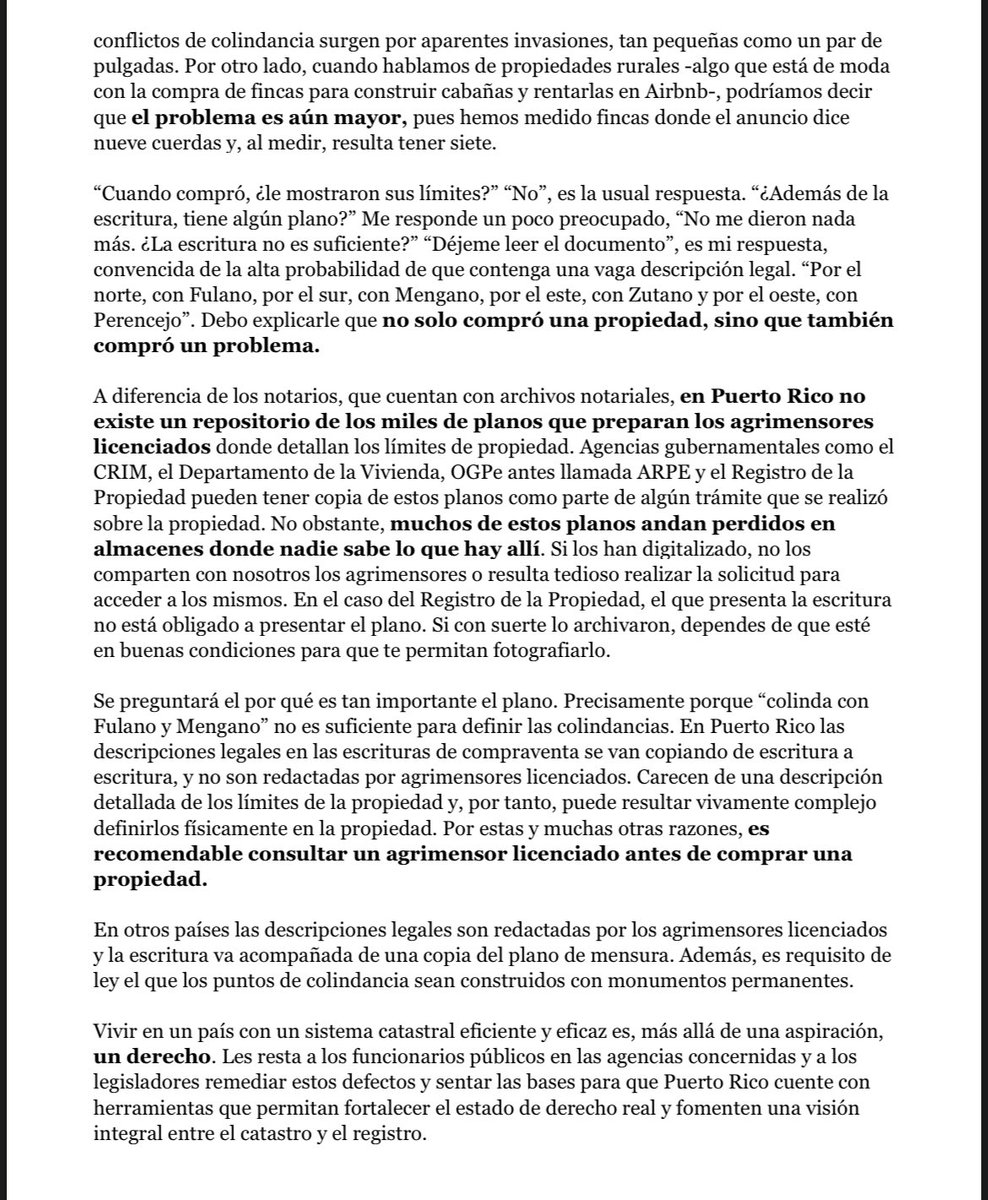 agrimensora's tweet photo. 📖 Punto de vista ✍🏼 Por el Norte, Fulano; por el Sur, Mengano: por qué son necesarios los agrimensores 

Compartimos la columna publicada hoy en el periódico El Nuevo Día sobre la importancia de los agrimensores en las descripciones legales de las propiedades en Puerto Rico. https://t.co/O4MCAuF7pc