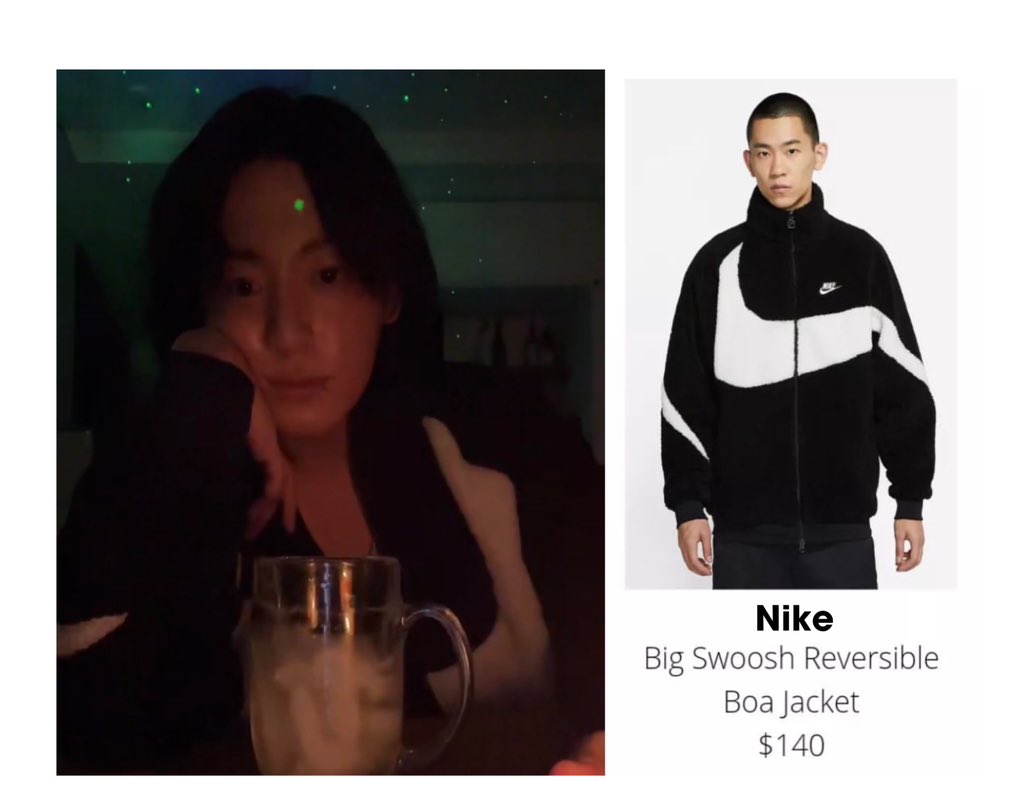 DAILY_JK97ʲᵏ on X: Jungkook is wearing “Nike Big Swoosh Reversible Boa  Jacket” during his Live Part. 1! #LeftandRight #BestMusicVideo  #iHeartAwards  / X