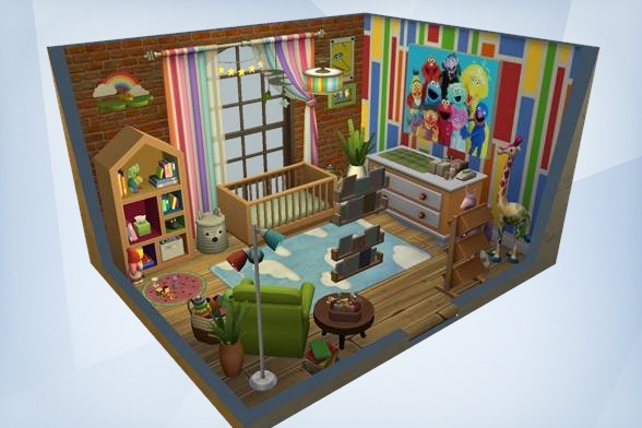 SarahLaCroixSim's tweet photo. I made a #BaseGame only #Nursery in #TheSims4 with a #SesameStreet theme! #SarahLaCroix https://t.co/HfMX0CkVy7