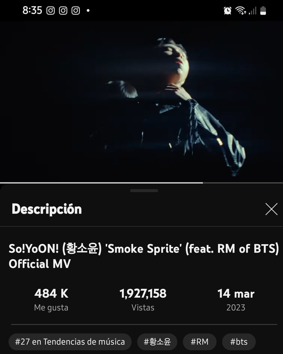 Sopekook_7's tweet photo. Para ser sincera pensé que pasaríamos los 5M pero horas que nunca queda claro que lo que es namu y hobito les vale mierda a la mayoría y dicen ser "army's me da rabia ver esos números en YT
#SmokeSpriteOutNow
#황소윤 #RM #SmokeSprite @BTS_tw https://t.co/tRShx8FKYK