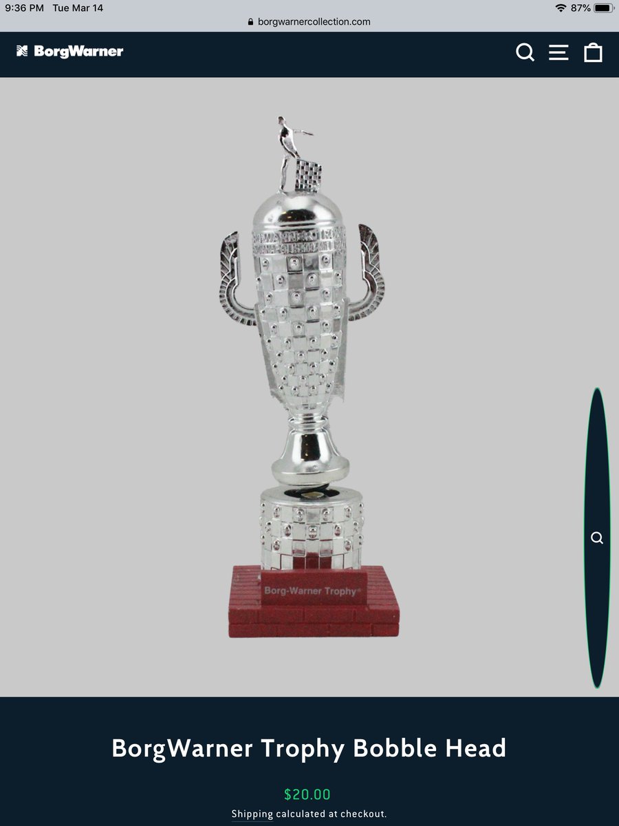 500Indy1911's tweet photo. If anybody needs a Borg Warner Trophy bobblehead, or coasters, or a cool book, you can buy them here.

I got the bobblehead and book.

#BorgWarnerTrophy || @BorgTrophy || 🔥 

https://t.co/phbo6dP2wD https://t.co/oJDHkm1Fyk