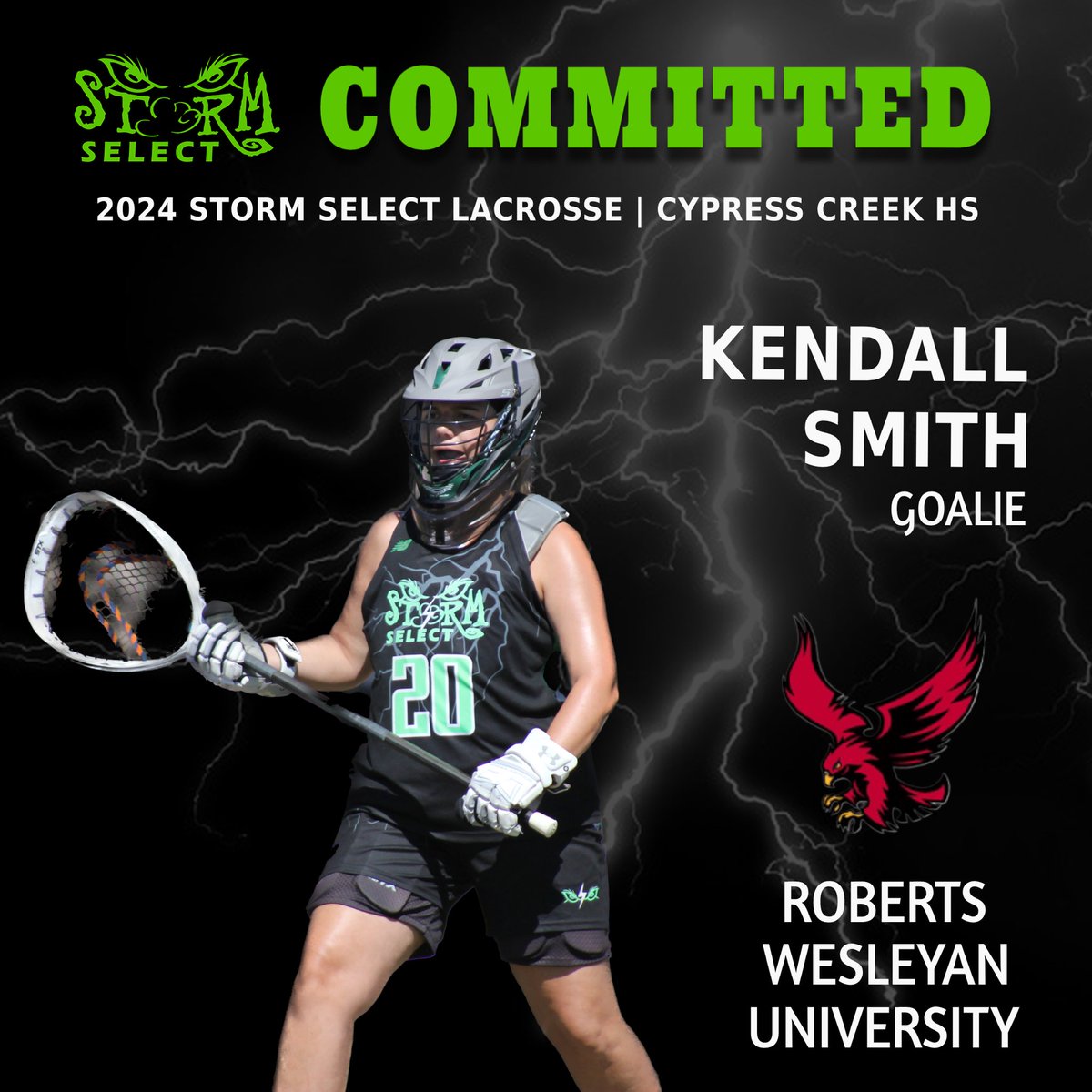 Commitment Alert 🚨 
Congrats to Kendall Smith on finding her perfect fit and verbally committing to Roberts Wesleyan University!
•
We are extremely happy and proud for you Kendall.  We can’t wait to follow you as a Redhawk between the pipes <a href="/Roberts_WLax/">Roberts Wesleyan Women’s Lacrosse</a>