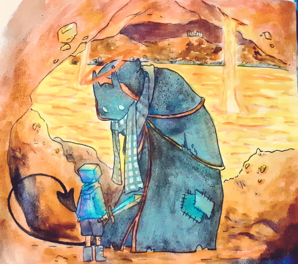 Niclyn6's tweet photo. It wasn't very good because I'm not very used to watercolor, but I kind of liked the result (•u•

#SkeppyFanArt #badboyhalofanart https://t.co/RfVMejGGXJ