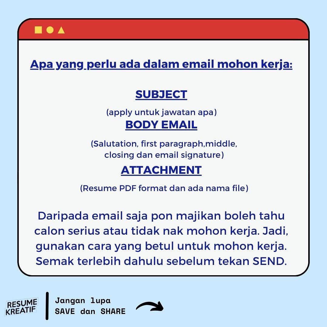 Perhatiannnn sebelum nak submit resume by email kepada majikan, pastikan cukup ada kesemua perkara ni dahulu baru tekan SEND. 

Kalau tak, boleh jadi nanti majikan reject awal2 permohonan korang tu nanti😭🥲

#kerja #temuduga #interview #email #mohonkerja #careertips #tipskerja