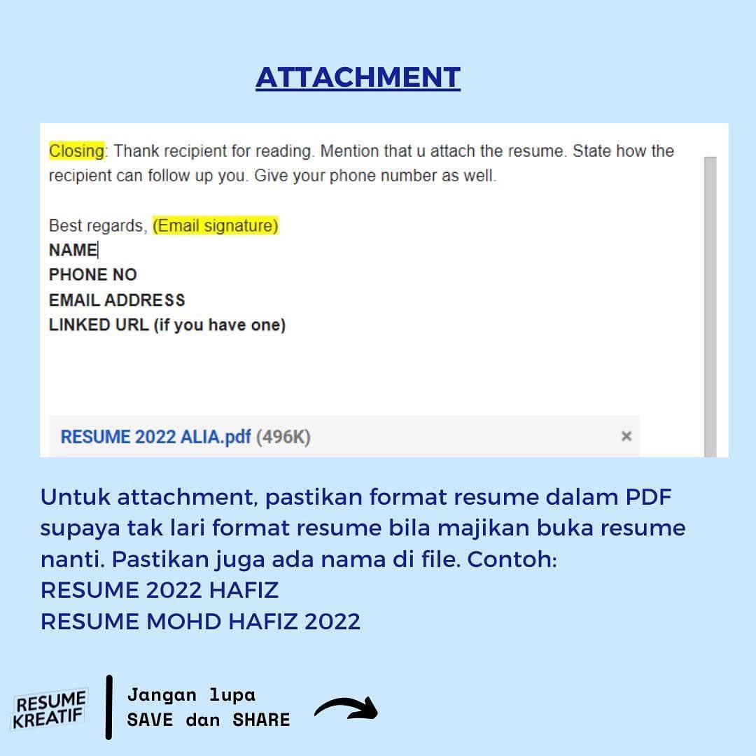 freshgradkerja's tweet photo. Perhatiannnn sebelum nak submit resume by email kepada majikan, pastikan cukup ada kesemua perkara ni dahulu baru tekan SEND. 

Kalau tak, boleh jadi nanti majikan reject awal2 permohonan korang tu nanti😭🥲

#kerja #temuduga #interview #email #mohonkerja #careertips #tipskerja #resumekreatif