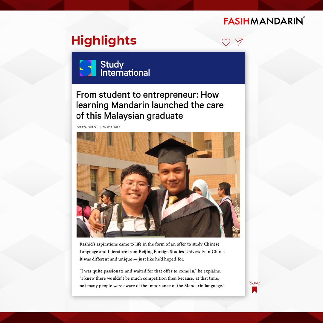 fasihmandarin1's tweet photo. Just ask our Founder, Shah Farid who dedicated 5 years of his life becoming as fluent as native in Mandarin while studying in @bfsu_official 

Read more about this journey and learn valuable tips for language learners in Study International's latest feature. 

(2/3) https://t.co/sGxWmAxn4s