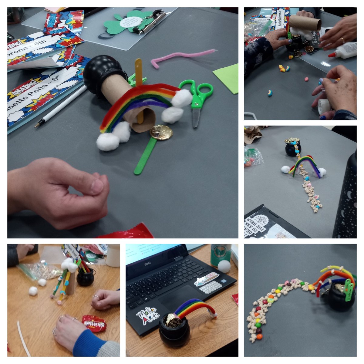 SFREInstructCol's tweet photo. Coleman Teachers teaming to make Leprechaun Traps while using Success Criteria at the March Staff Meeting. https://t.co/MakFBUilyK