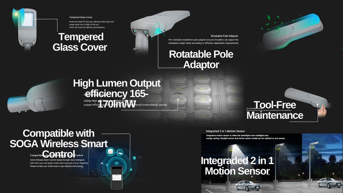 ShirckyK's tweet image. SOGA Street light——DELPHINUS SERIES
#StreetLight #SOGA #WirelessControl #RoadLight #HighwayLight
