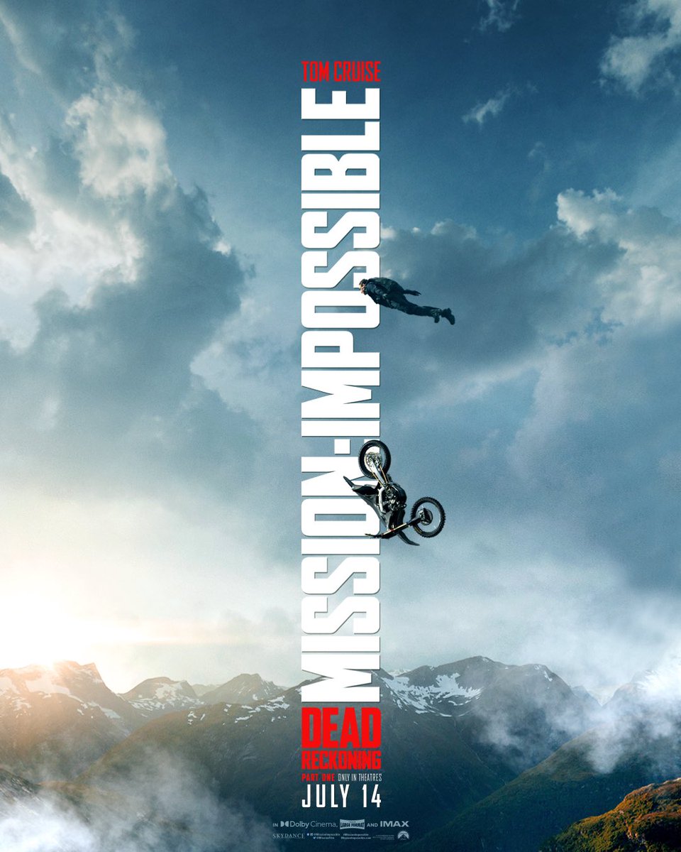 IMFMISSIONFORCE's tweet image. Here’s the official poster for #MissionImpossible - Dead Reckoning Part One starring @TomCruise. Only in theatres July 2023.