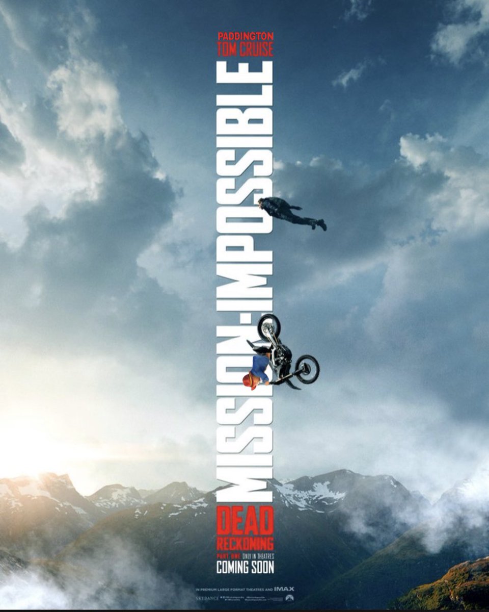 FictusFilms's tweet photo. The most dangerous stunt in cinema since MI Fallout.
Each day I post pictures from Paddington’s life (which may or may not be photoshopped) #pic40
#MissionImpossibleDeadReckoning #MissionImpossible #MissionImpossible7
@chrismcquarrie https://t.co/L9i6yxkhzY