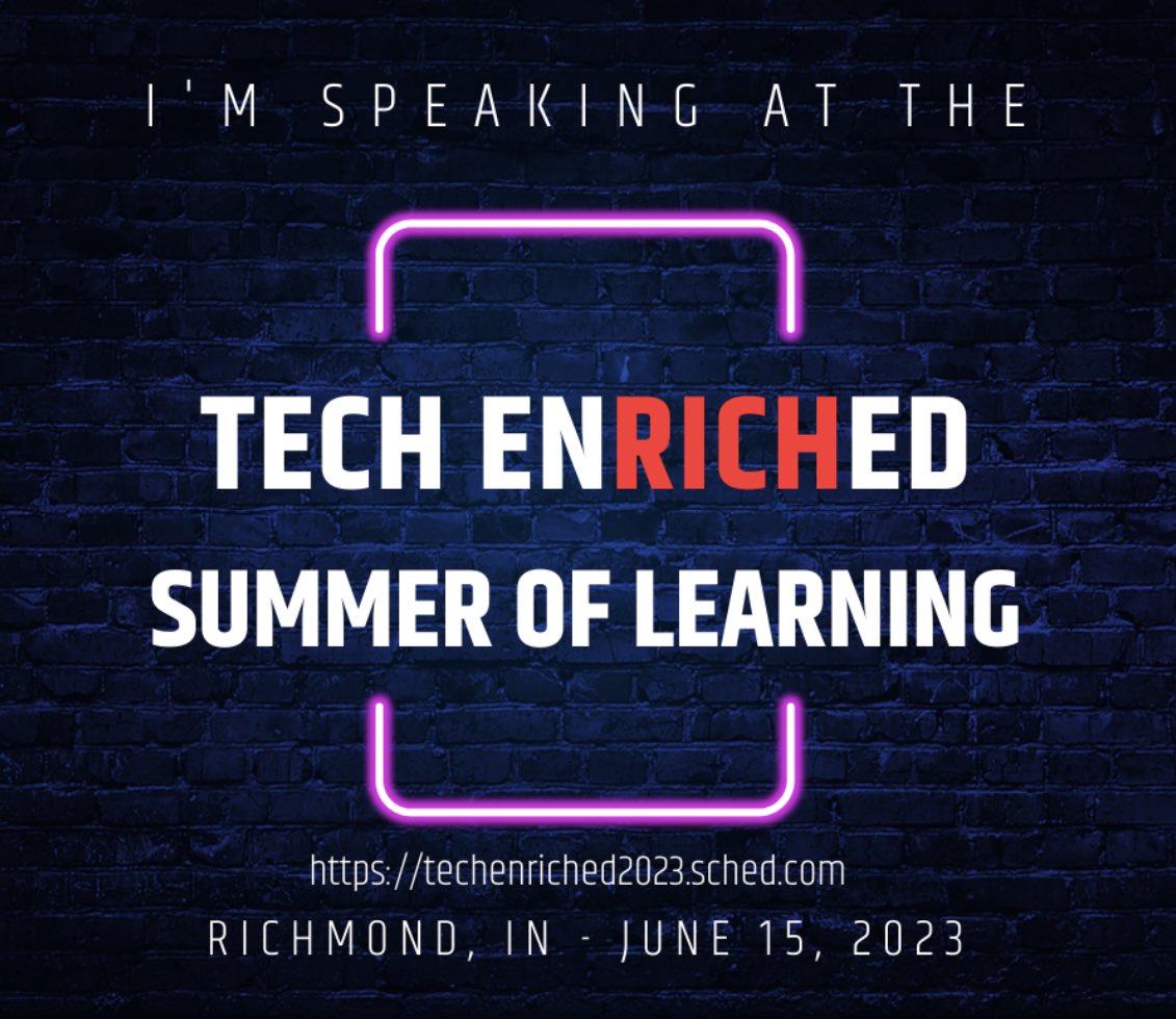 SUPER excited to be speaking at the @RCSLearn Tech Enriched Summer of Learning Conference in June!! INDIANA EDUCATORS‼️ You don’t want to miss this FREE opportunity in Richmond. Register at this link 👉🏽 buff.ly/420ckEI  #SimplyLead #letsgrow #summeroflearning #LeadOn