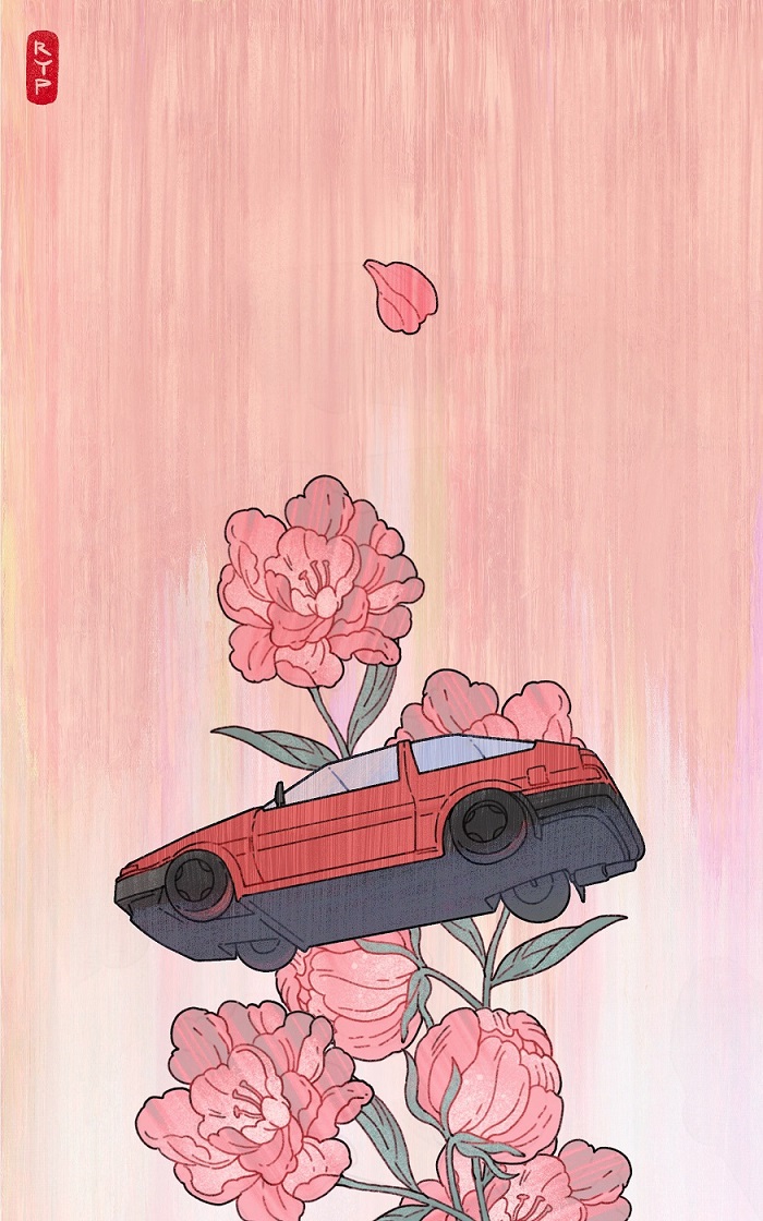 no humans flower ground vehicle pink background vehicle focus motor vehicle pink flower  illustration images